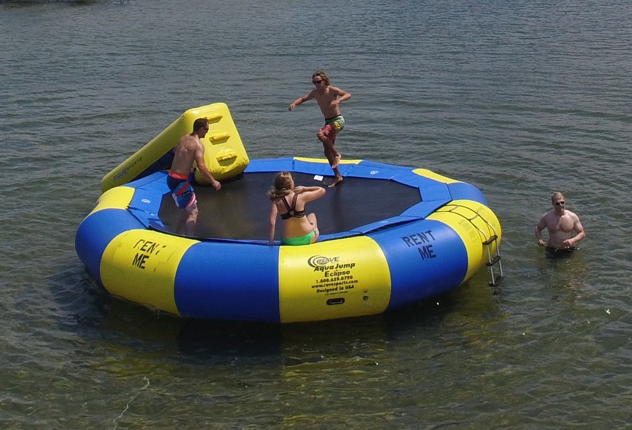 Rave Aqua Launch  Water trampoline, Trampoline, Lake fun